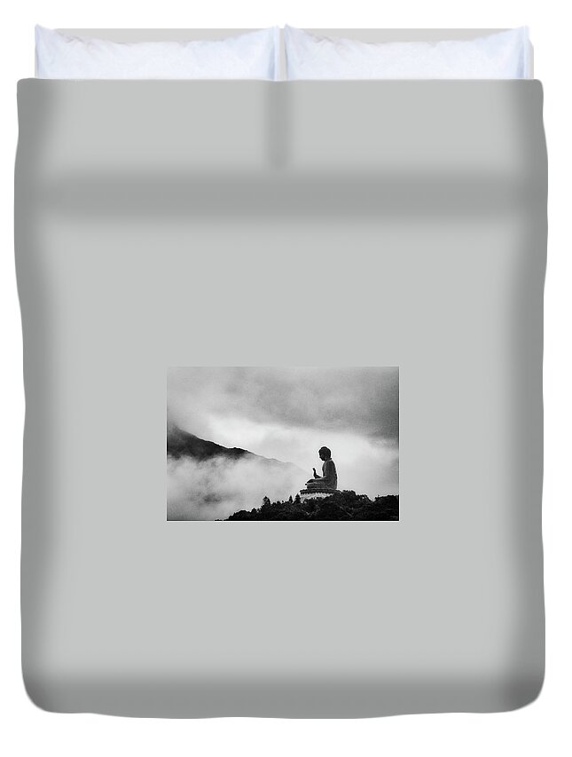 Tranquility Duvet Cover featuring the photograph Tian Tan Buddha by Picture By Chris Kench Photography