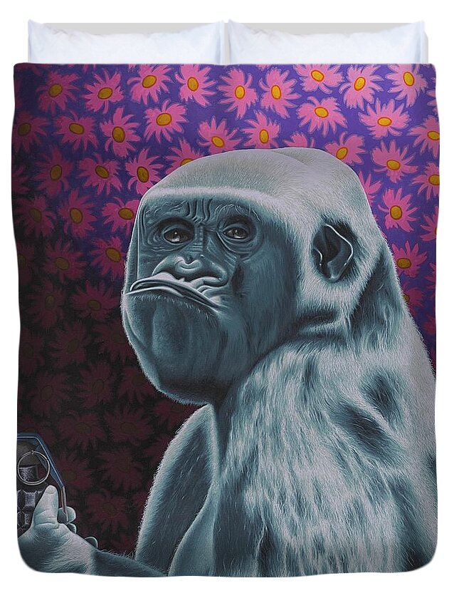  Duvet Cover featuring the painting Tick_Own by Stephen Hall