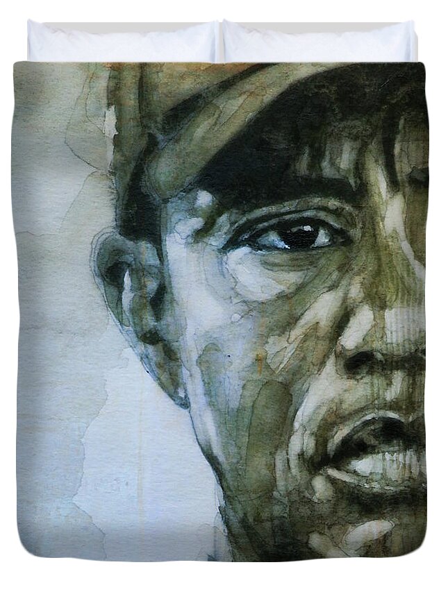 Tiger Woods Duvet Cover featuring the painting Tiger Woods - On The Road Again by Paul Lovering