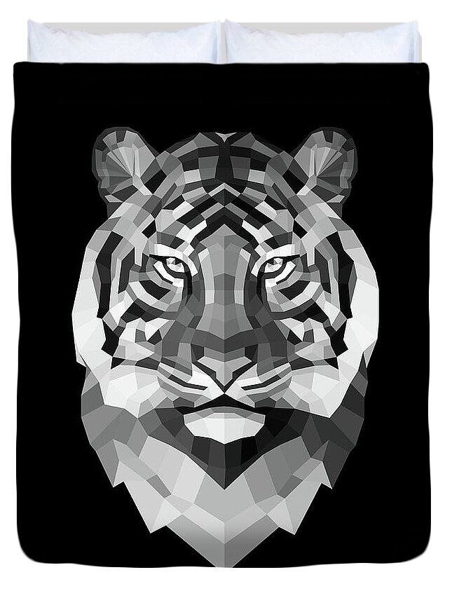 Tiger Duvet Cover featuring the digital art Tiger's Face by Naxart Studio