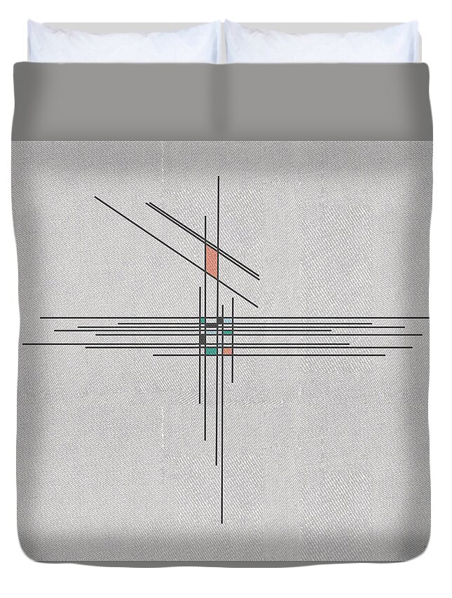Geometric Duvet Cover featuring the digital art Tilt by Berlynn