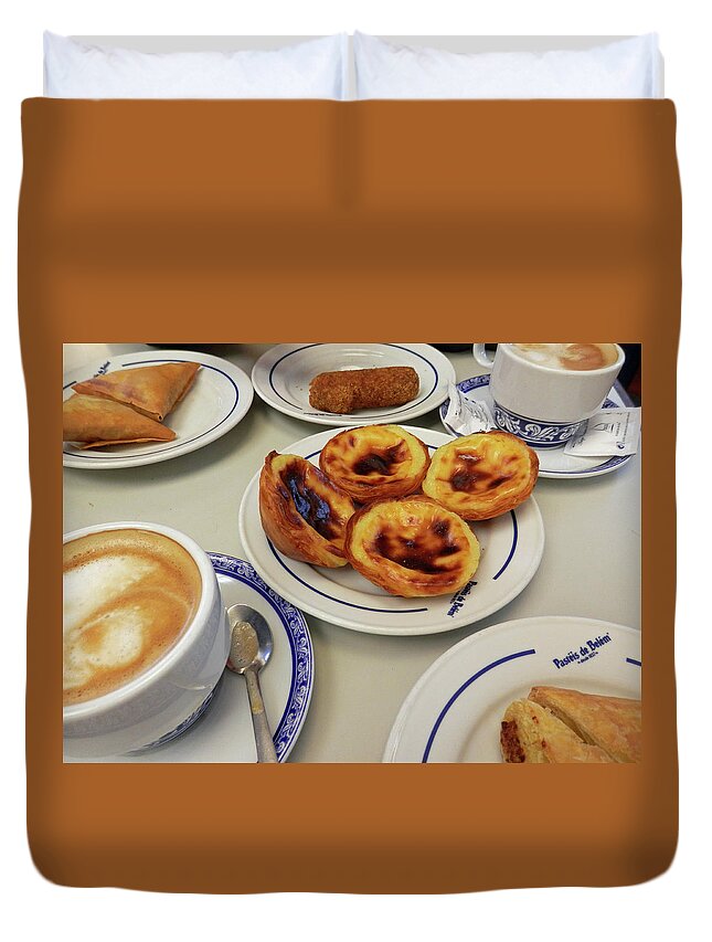 Tart Duvet Cover featuring the photograph Time for Portuguese Tarts by Pema Hou