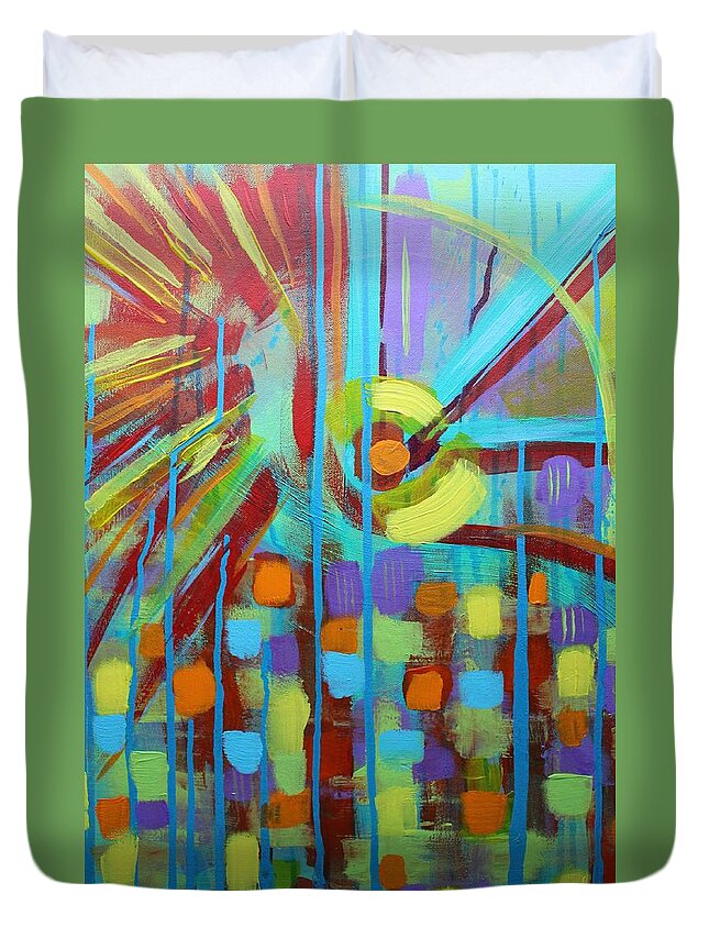 Abstract Duvet Cover featuring the painting Time's Up by Jason Nicholas