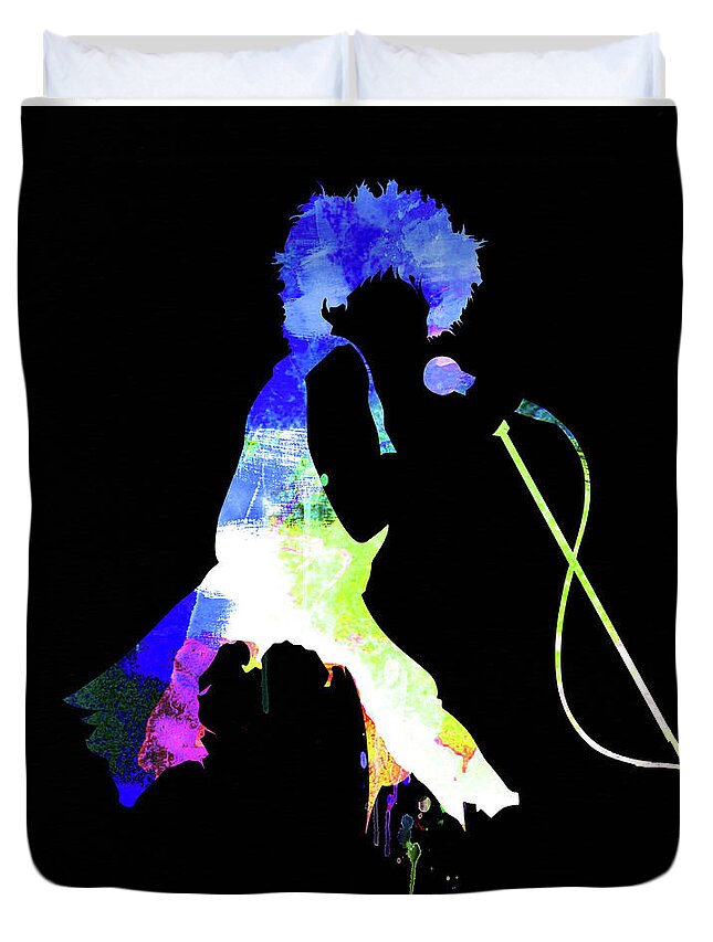 Tina Turner Duvet Cover featuring the mixed media Tina Watercolor II by Naxart Studio