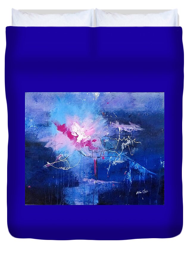 Galaxy Duvet Cover featuring the painting To Light The Way by Barbara O'Toole