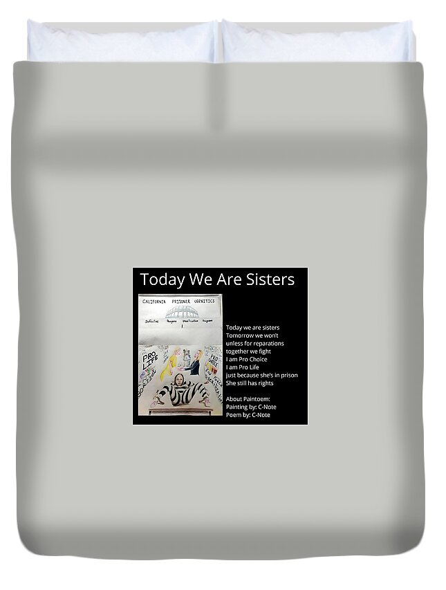 Black Art Duvet Cover featuring the digital art Today We Are Sisters Paintoem by Donald C-Note Hooker