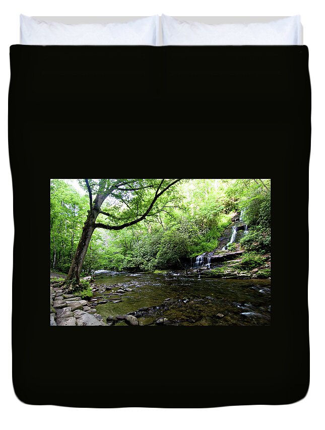 Waterfalls Duvet Cover featuring the photograph Tom Branch Falls on Deep Creek by Bob Decker