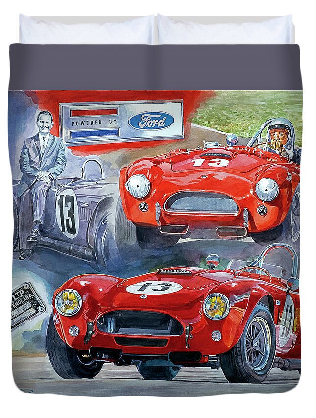 Ac Cobra Duvet Cover featuring the painting TOM PAYNE'S No 13 289 COBRA COMPETITION by David Lloyd Glover