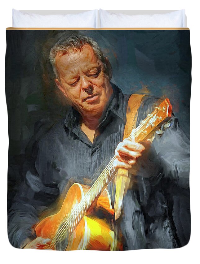 Tommy Emmanuel Duvet Cover featuring the mixed media Tommy Emmanuel by Mal Bray