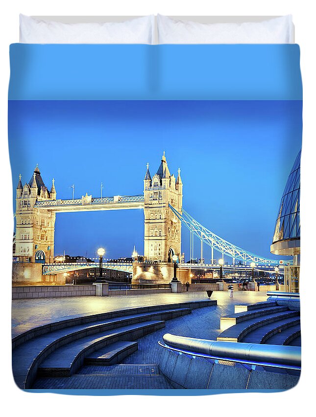 Drawbridge Duvet Cover featuring the photograph Tower Bridge In London by Nikada