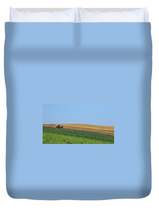 Hokkaido Duvet Cover featuring the photograph Tractor On Field by Photo By Wei-ching Lee