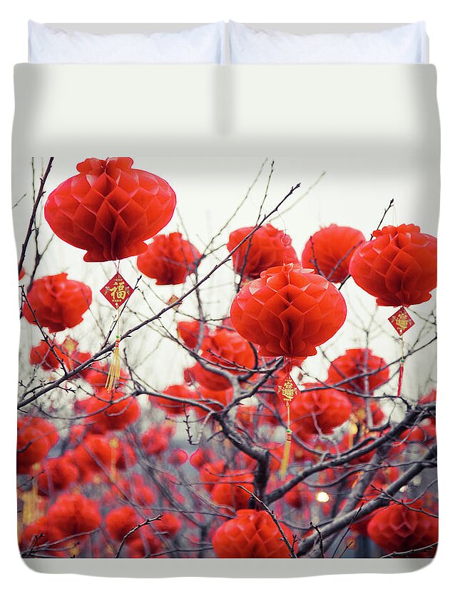 Chinese Culture Duvet Cover featuring the photograph Traditional Chinese Lanterns by Eastimages