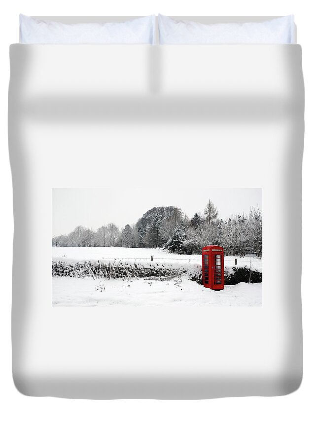 Scenics Duvet Cover featuring the photograph Traditional Red English Telephone Box by Andrew Lockie