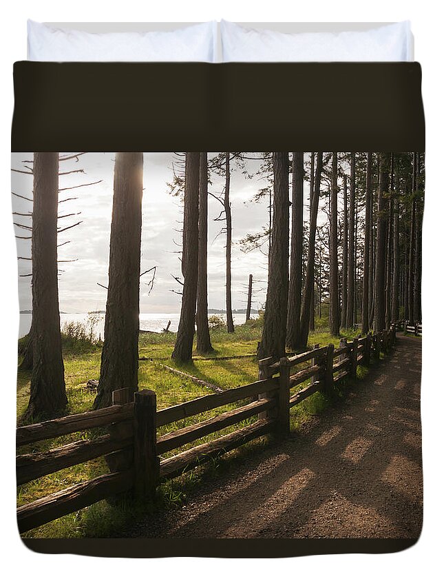 Scenics Duvet Cover featuring the photograph Trail Through Coastal Woodlands by John Elk Iii