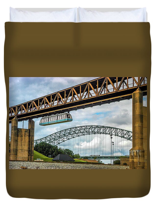 Tram Duvet Cover featuring the photograph Tram to Mud Island by James C Richardson