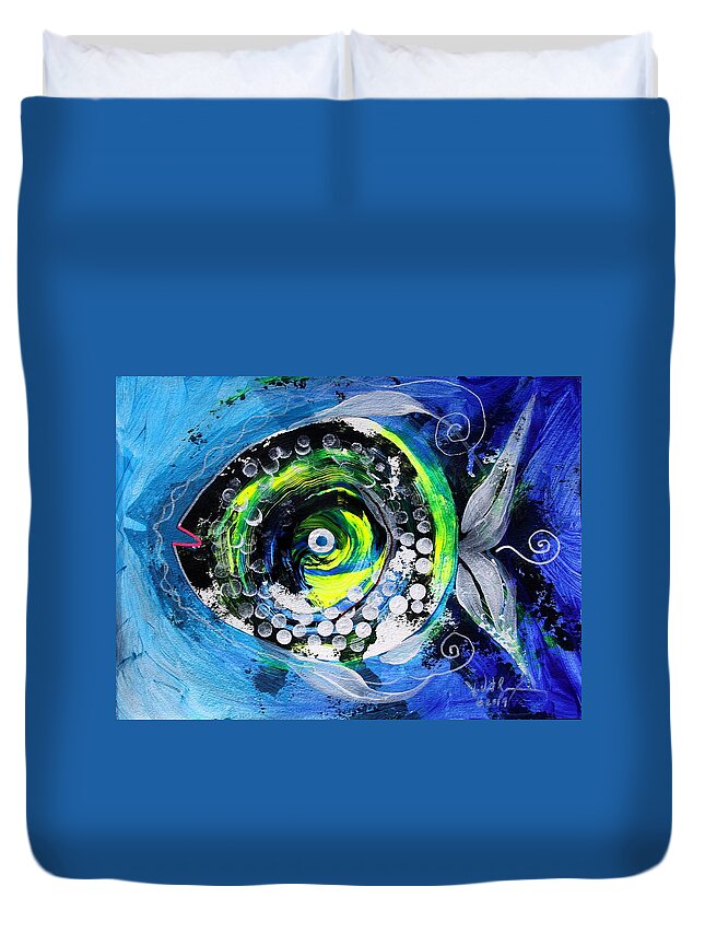 Fish Duvet Cover featuring the painting Transsexual Echo Fish by J Vincent Scarpace