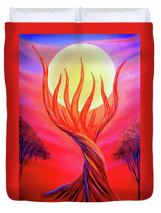 Original Art Duvet Cover featuring the painting Trapped moon by Lilia S