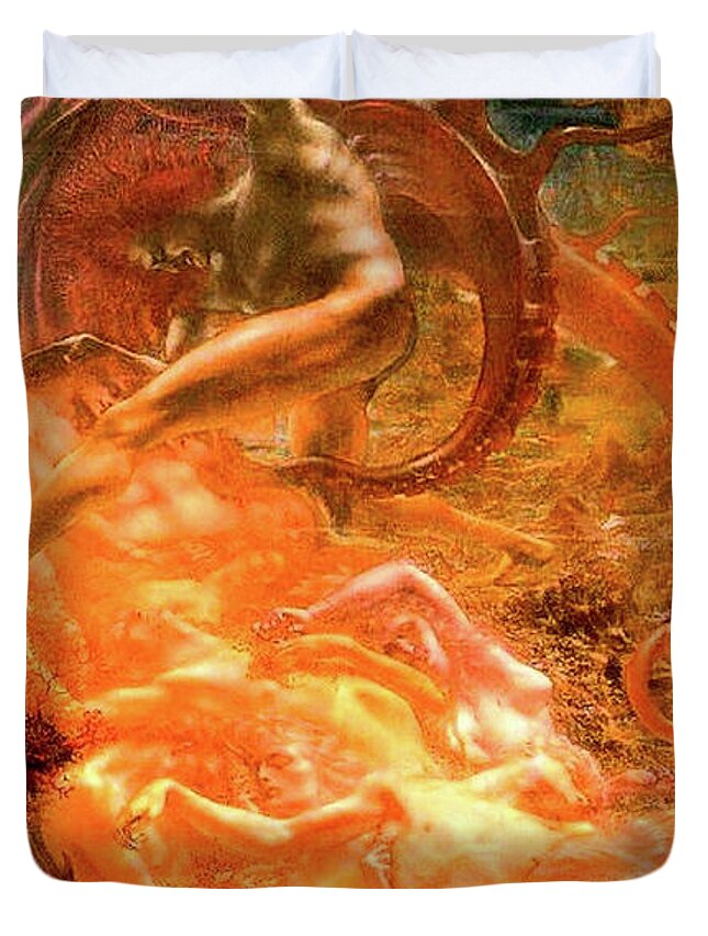 Jean Delville Duvet Cover featuring the painting Treasures of Satan by Jean Delville