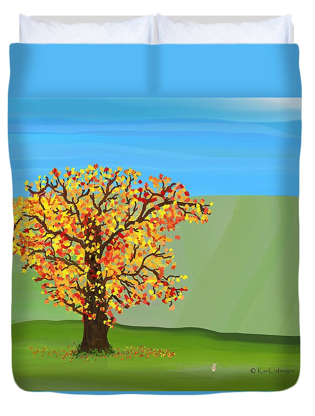 Tree Duvet Cover featuring the digital art Tree in Autumn by Kae Cheatham