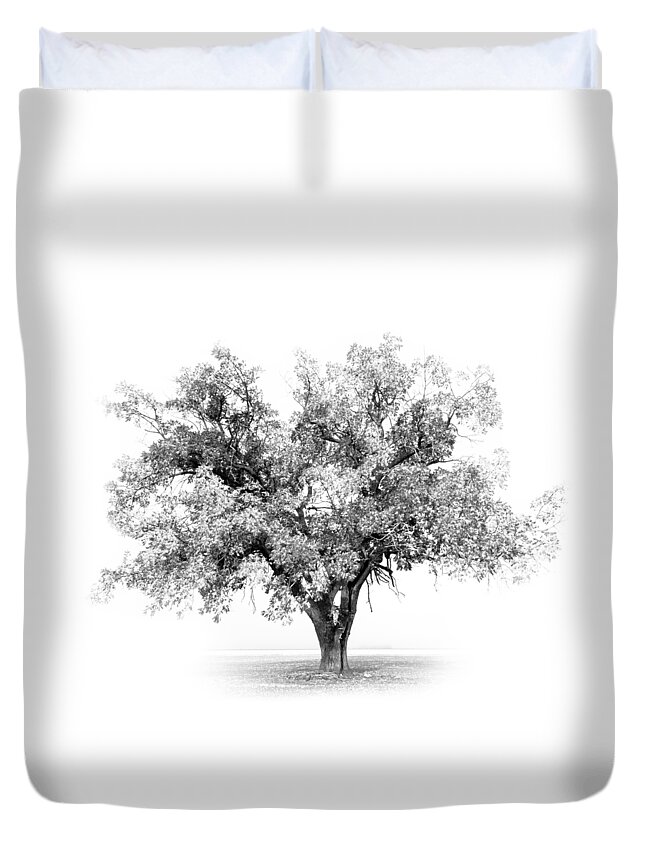 Black And White Duvet Cover featuring the photograph Tree in Monochrome by Catherine Avilez