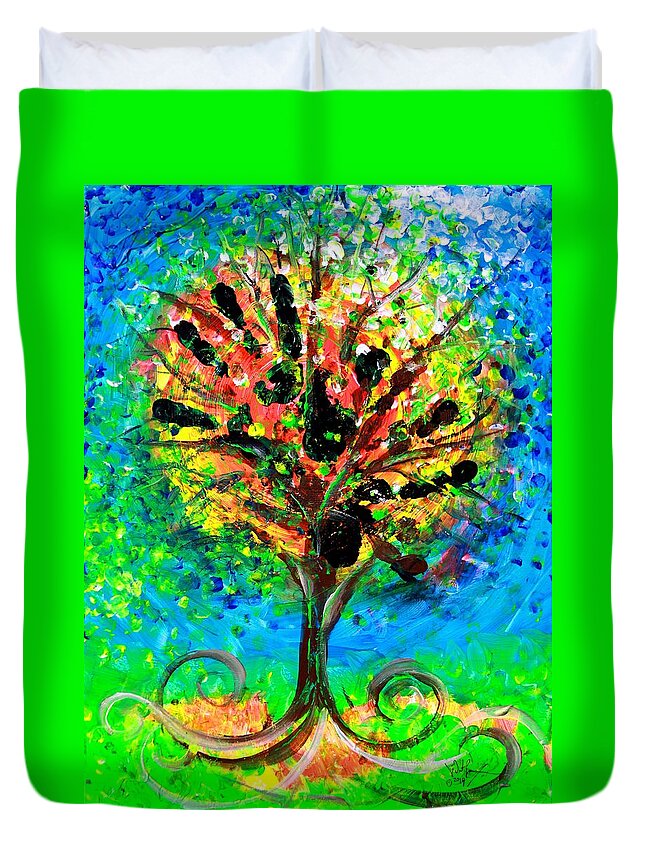 Tree Duvet Cover featuring the painting Tree of Faith by J Vincent Scarpace