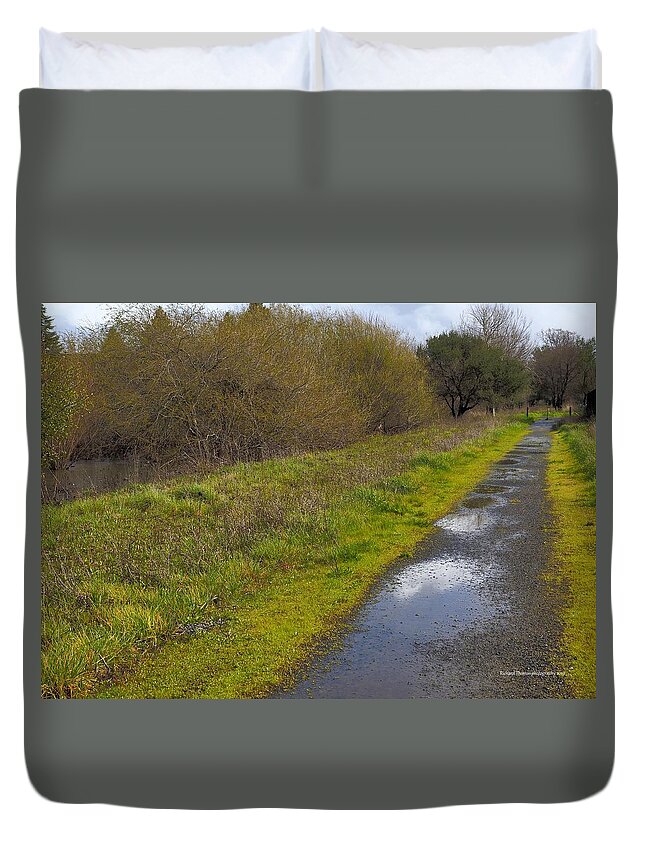 Weather Duvet Cover featuring the photograph Trees Creek Path by Richard Thomas