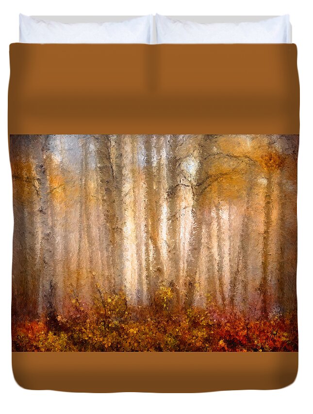 Trees Duvet Cover featuring the painting Trees by Vart Studio