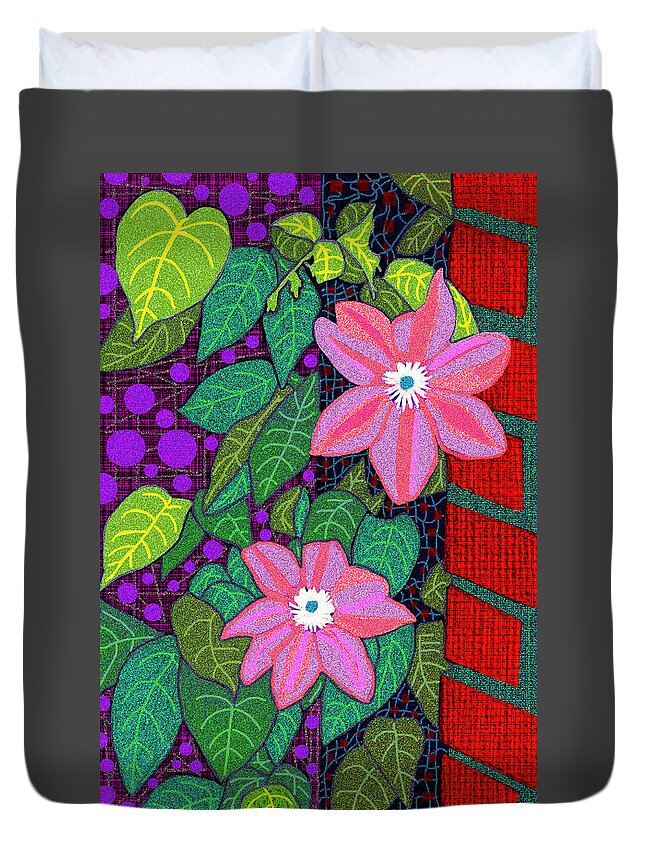 Smokey Mountains Duvet Cover featuring the digital art Trellis Blooms by Rod Whyte