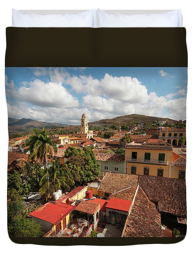 Tranquility Duvet Cover featuring the photograph Trinidad With Belltower Of San by John Elk Iii