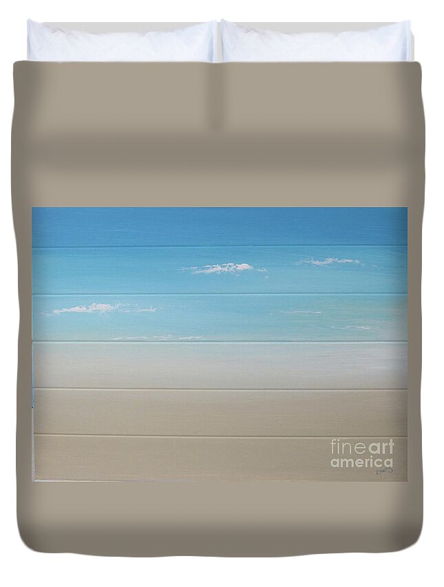 Tropical Beach Duvet Cover featuring the painting Tropical Beach 1 by Kenneth Harris