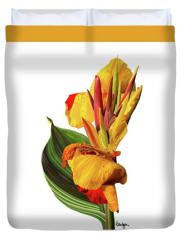 Tropical Bouquet Duvet Cover featuring the digital art Tropical Bouquet-Flower One by Kandyce Waltensperger