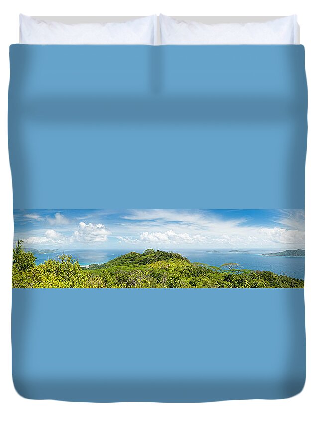 Tropical Rainforest Duvet Cover featuring the photograph Tropical Island Super Panorama Lush by Fotovoyager