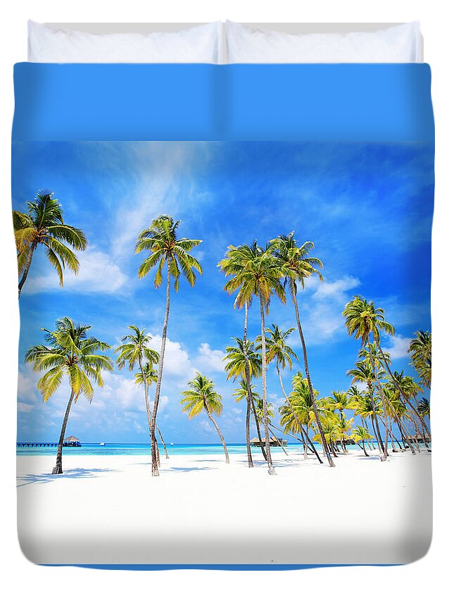 Scenics Duvet Cover featuring the photograph Tropical Paradise In Maldives by Skynesher