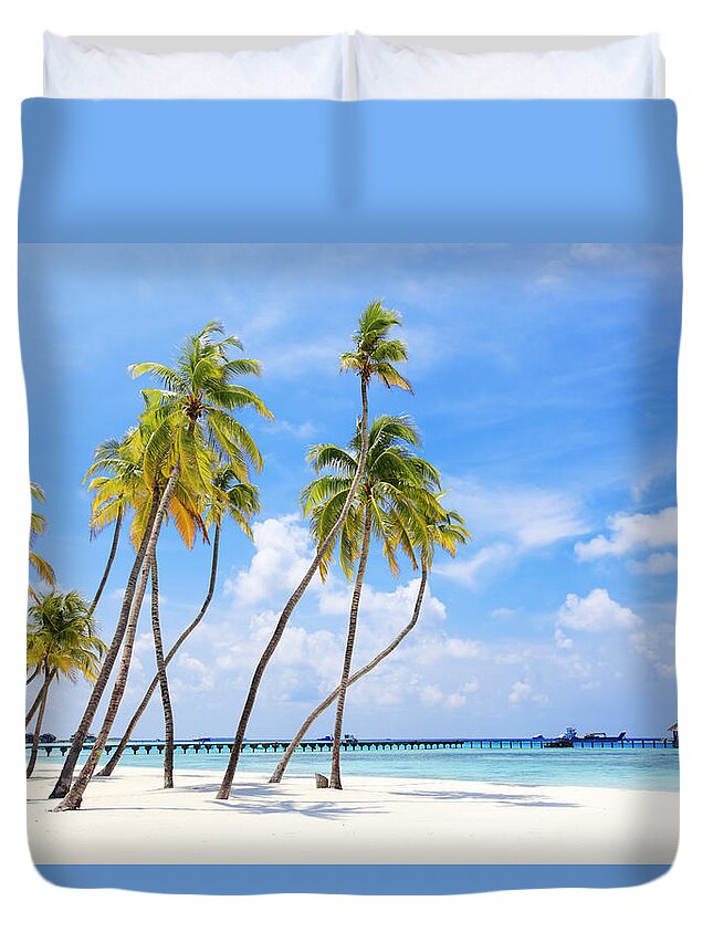 Scenics Duvet Cover featuring the photograph Tropical Resort In Maldives by Skynesher