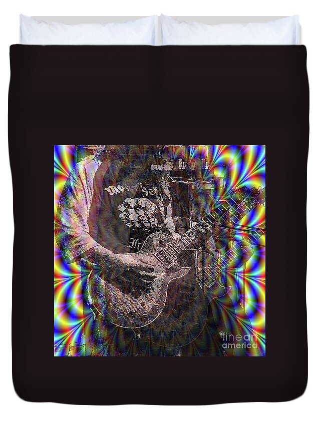 Guitar Duvet Cover featuring the digital art Space truck'n by SORROW Gallery