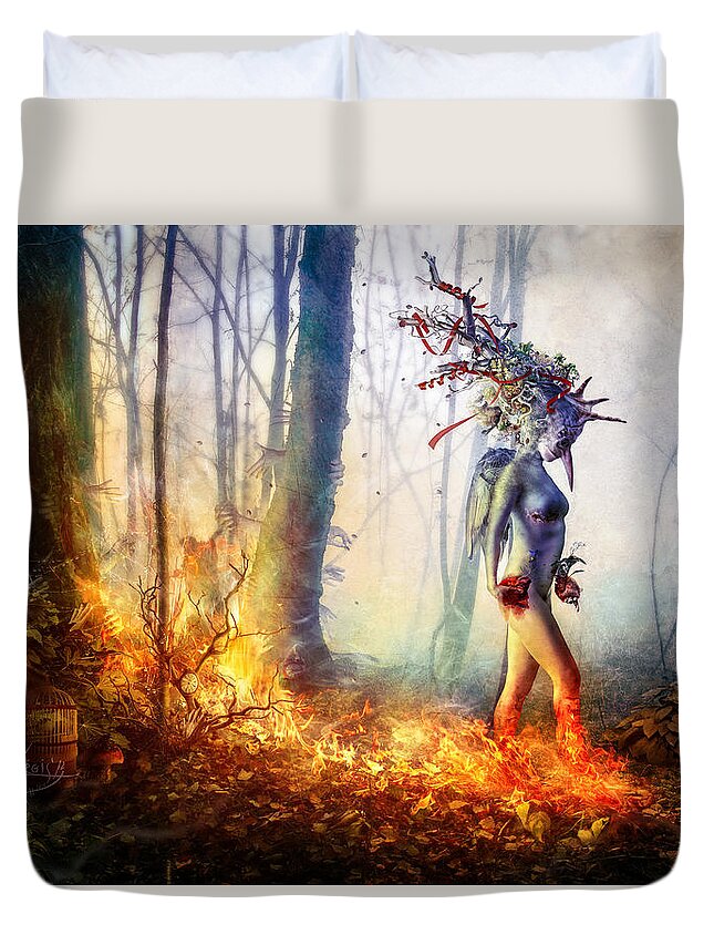 Surreal Duvet Cover featuring the digital art Trust in me by Mario Sanchez Nevado