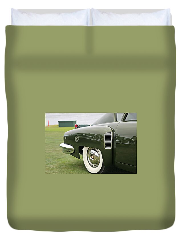 Classic Car Duvet Cover featuring the photograph Tucker on Tucker by Steve Natale