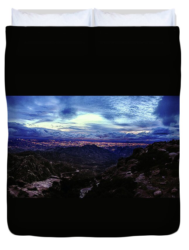 Tucson Duvet Cover featuring the photograph Tucson Twilight Panorama by Chance Kafka