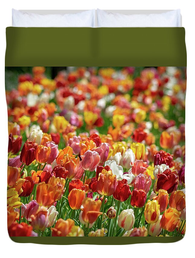 Tulips Duvet Cover featuring the photograph Tulip Bounty by Mary Ann Artz