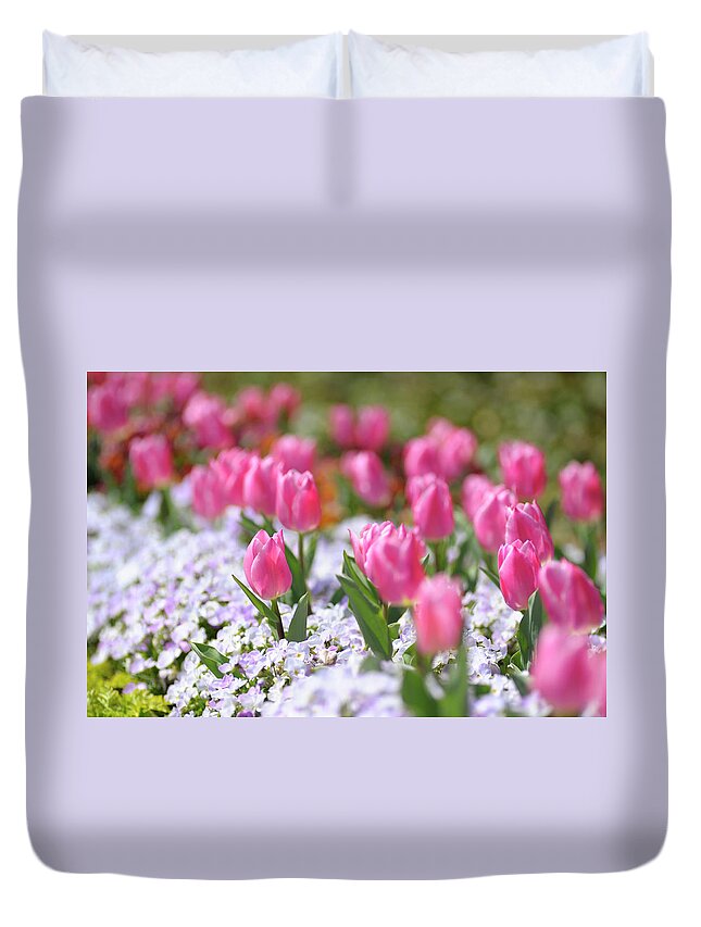 Aichi Prefecture Duvet Cover featuring the photograph Tulips by Photo Taken By Bong Grit