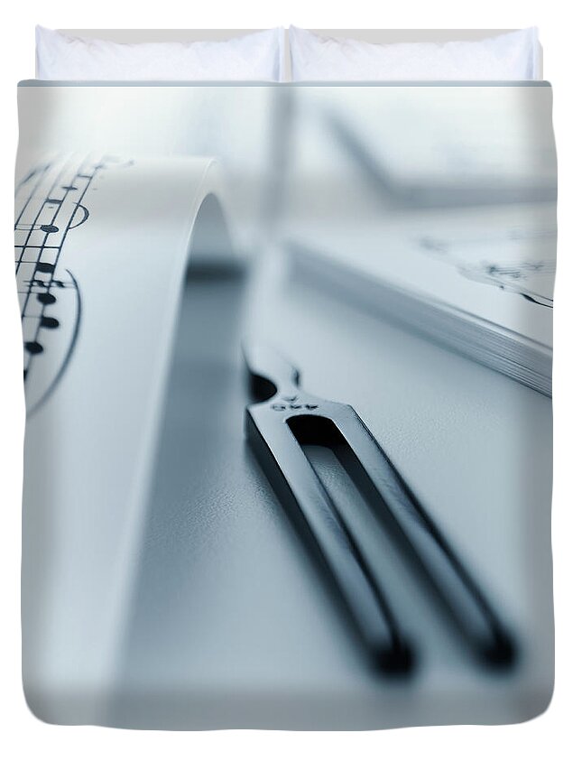 Adjusting Duvet Cover featuring the photograph Tuning Fork by Adam Gault