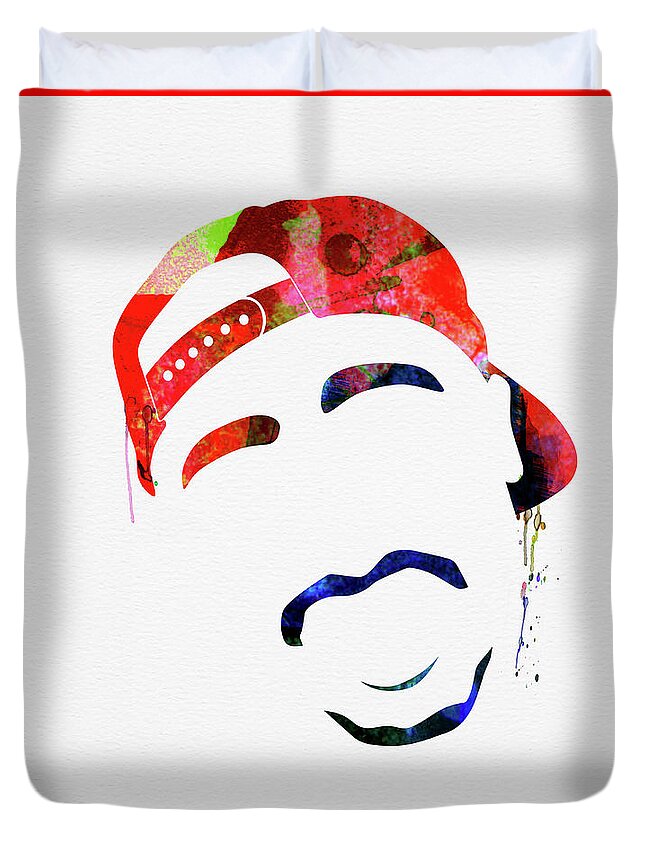 Tupac Duvet Cover featuring the mixed media Tupac Watercolor by Naxart Studio