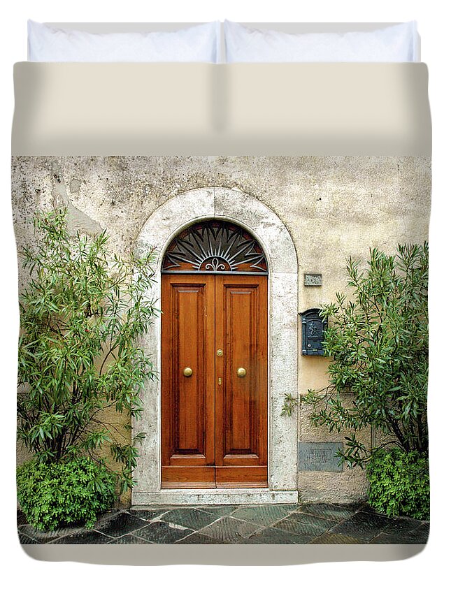 Castellina Di Chianti Duvet Cover featuring the photograph Tuscan Door by Mark Duehmig