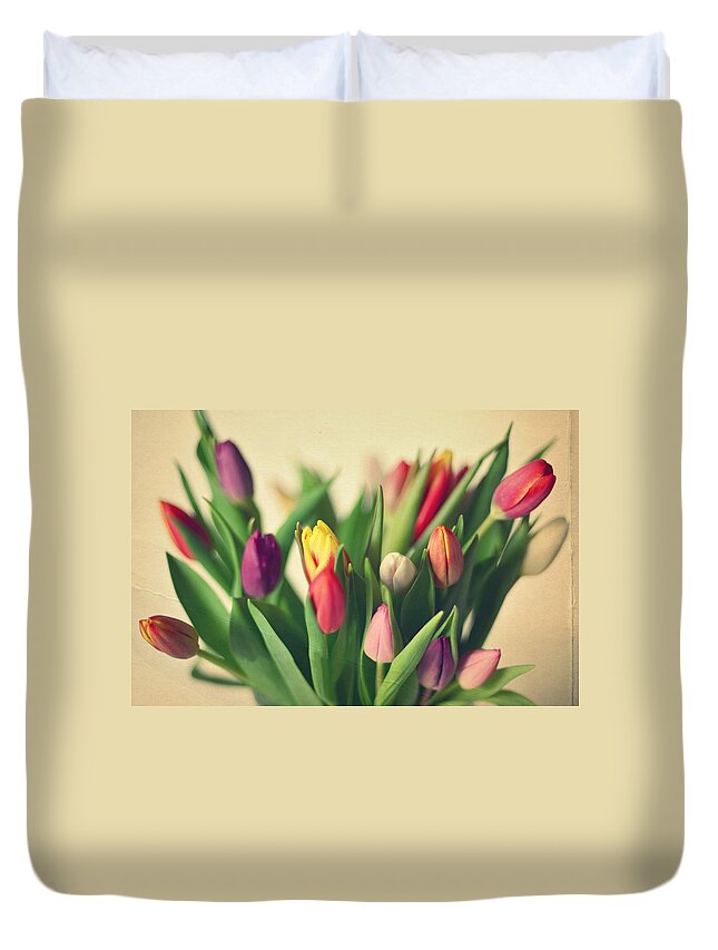 Netherlands Duvet Cover featuring the photograph Twenty Colorful Tulips by Photo By Ira Heuvelman-dobrolyubova