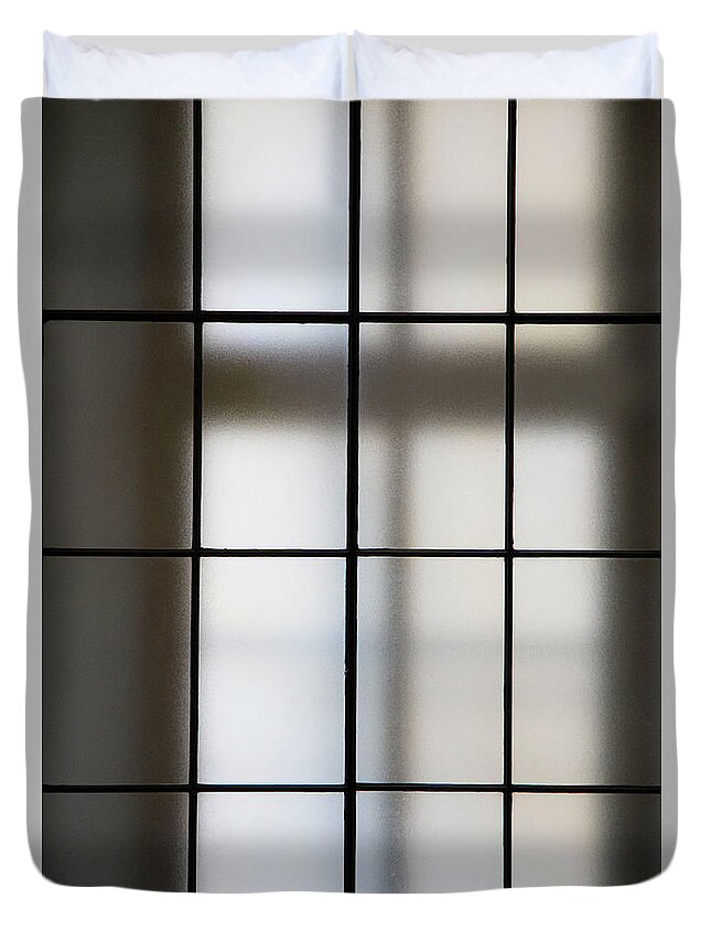 Grid Duvet Cover featuring the photograph Two Windows by Gerard Hermand