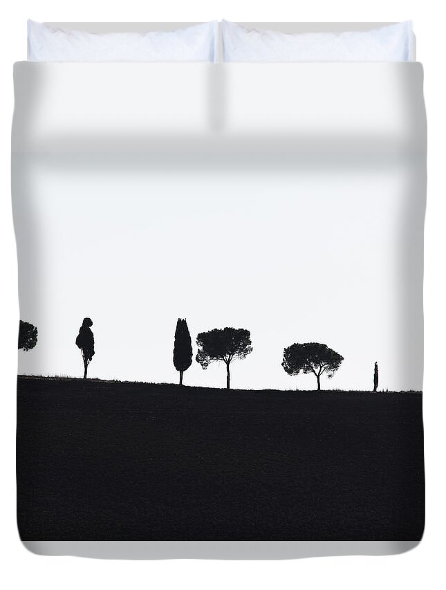 Tranquility Duvet Cover featuring the photograph Typical Trees In Tuscany by Martial Colomb