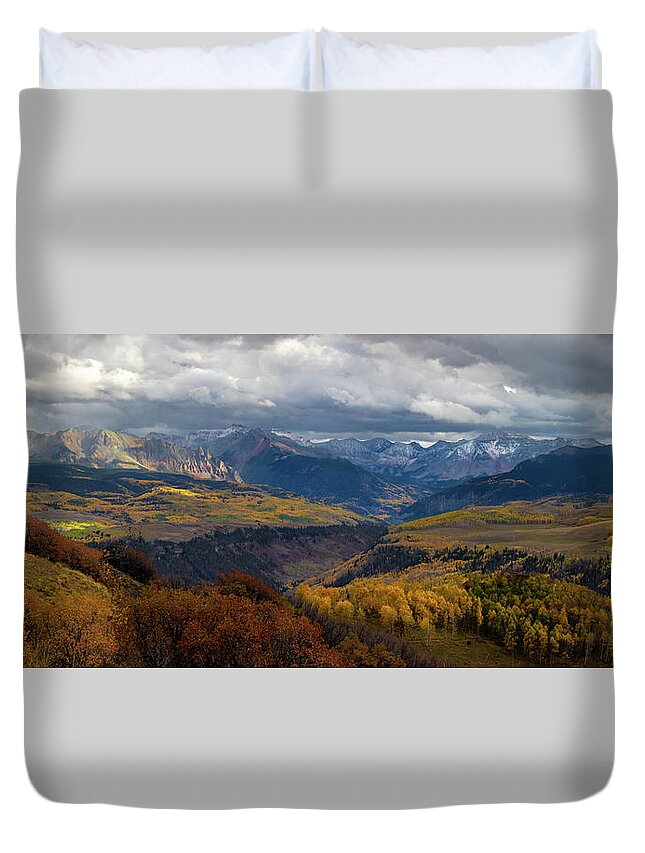 Telluride Duvet Cover featuring the photograph Uncompahgre Pano Sunset by Norma Brandsberg