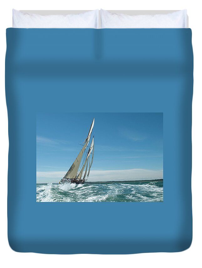 Recreational Pursuit Duvet Cover featuring the photograph Under Sail by Guynichollsphotography