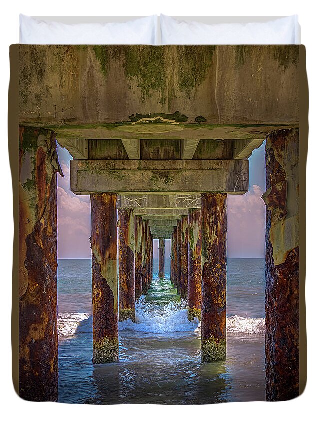 St. Augustine Duvet Cover featuring the photograph Under the Boardwalk by Joseph Desiderio