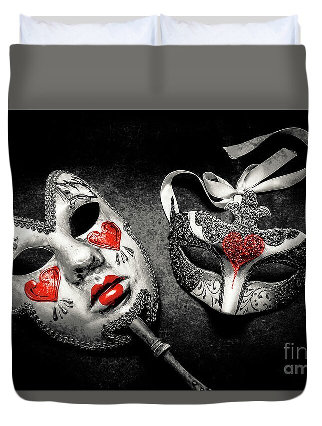 Masquerade Duvet Cover featuring the photograph Unmasking passions by Jorgo Photography